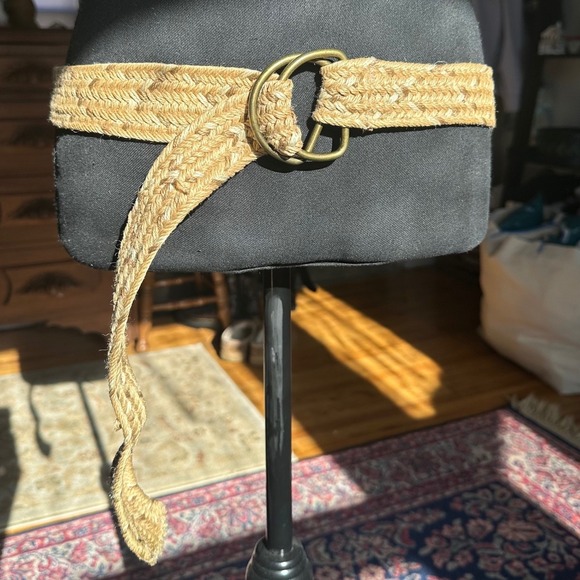 Woven Jute Rope Belt Brass Buckle Boho Beach Casual Women - Picture 2 of 7